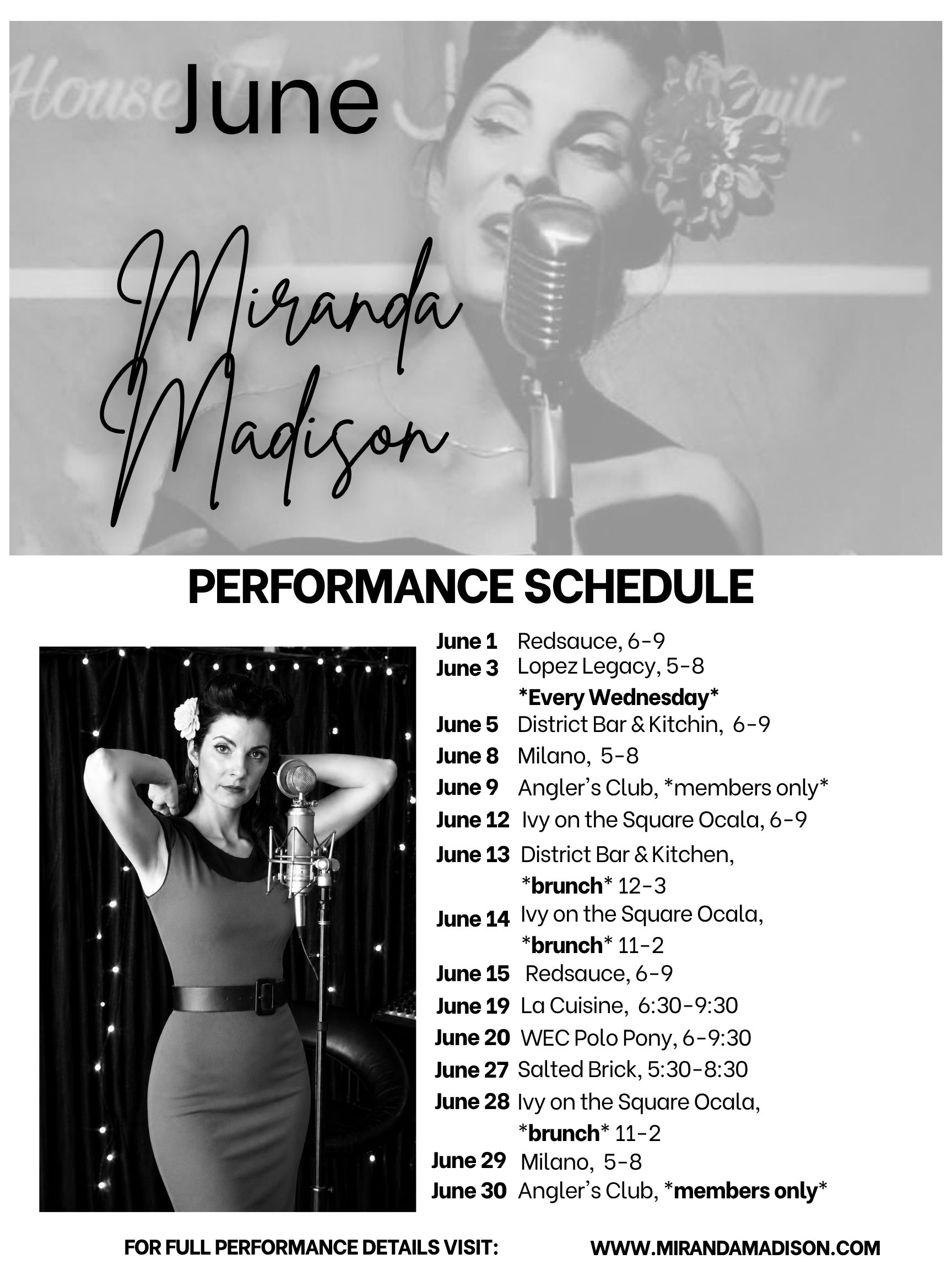 Miranda Madison June Schedule