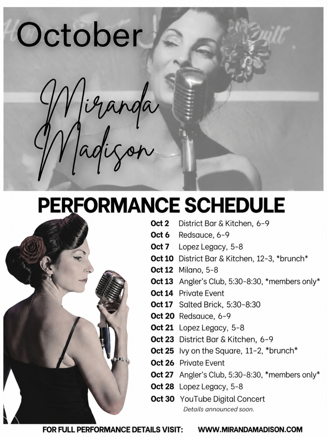 Miranda Madison October 2026 Performance Schedule